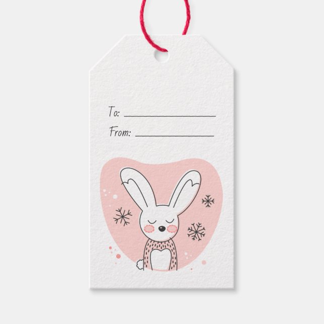 Erstellen Sie Ihre eigene Retro Bunny Orange Weihn Geschenkanhänger (Vorderseite)