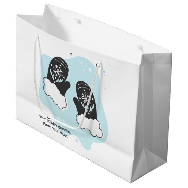 Erstellen Sie Ihre eigene Retro Mittens Blue Weihn Große Geschenktüte (Vorderseite Schrägansicht)