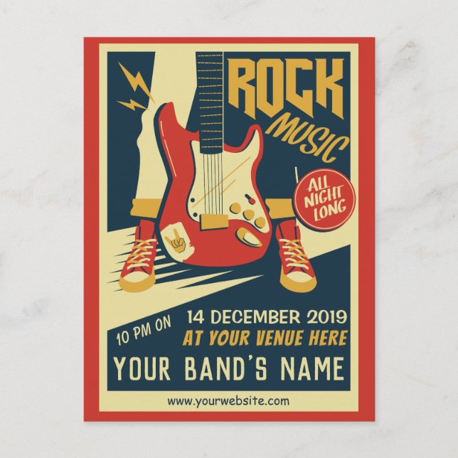 Erstellen Sie Ihre eigene Retro Rock Music Postkar Postkarte (Vorderseite)