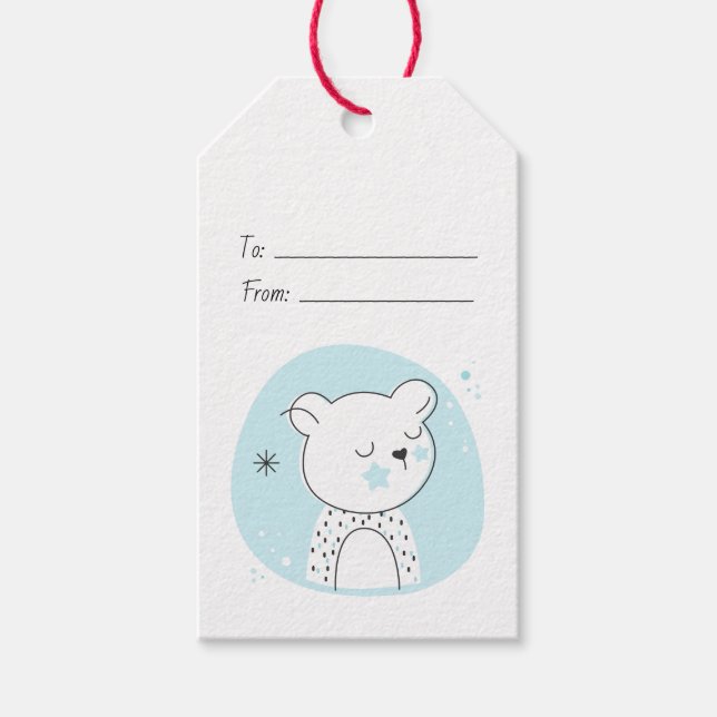 Erstellen Sie Ihre eigene Retro Teddy Bären Blue W Geschenkanhänger (Vorderseite)
