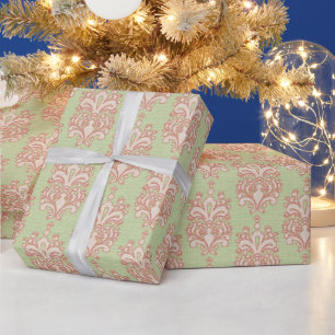 Erstellen Sie Ihre eigene rosa und grüne Damaske Geschenkpapier
