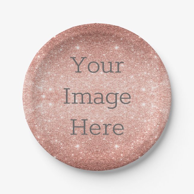Erstellen Sie Ihre eigene Rose Gold Glitzer Sparkl Pappteller (Vorderseite)