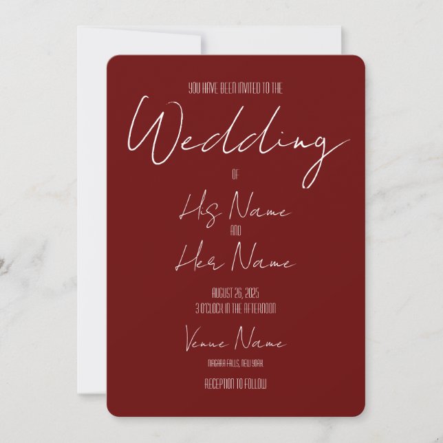 Erstellen Sie Ihre eigene rote Hochzeit Einladung (Vorderseite)
