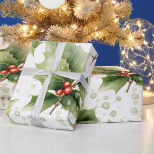 Erstellen Sie Ihre eigene rote Holly-Malerei Geschenkpapier