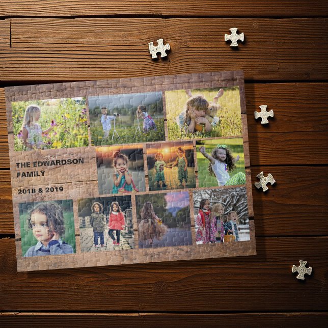 Erstellen Sie Ihre eigene rustikale Familienkollek (Create your own personal family photo collage jigsaw puzzle, Great fun !)