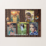 Erstellen Sie Ihre eigene rustikale Holz Familie F<br><div class="desc">Machen Sie Ihr eigenes schönstes Foto Collage Rätsel. Familienname,  benutzerdefiniertes Foto Collage Puzzle Sie können es personalisieren und fügen Sie Ihre schönsten Fotos. Großer Spaß !</div>