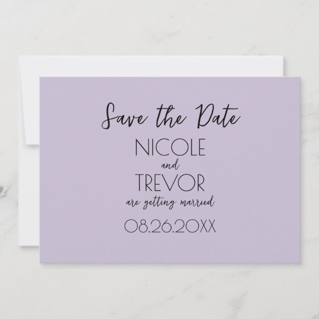 Erstellen Sie Ihre eigene - Schlichtes Licht Lila  Save The Date (Vorderseite)