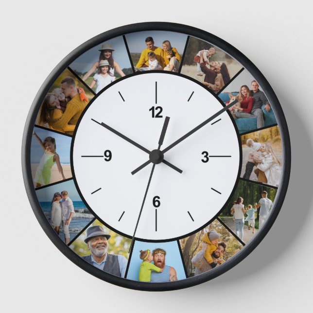 Erstellen Sie Ihre eigene Schwarz/Weiß 12 FotoColl Uhr (Vorderseite)