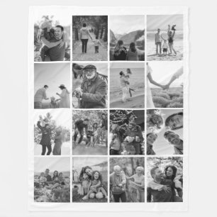 Erstellen Sie Ihre eigene Schwarz/Weiß 16 FotoColl Fleecedecke