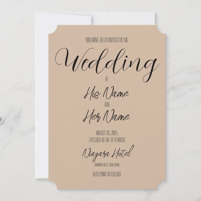 Erstellen Sie Ihre eigene Sepia Beige Hochzeit Einladung (Vorderseite)
