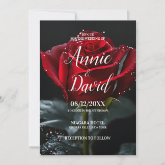 Erstellen Sie Ihre eigene Single-Rote Rose Hochzei Einladung