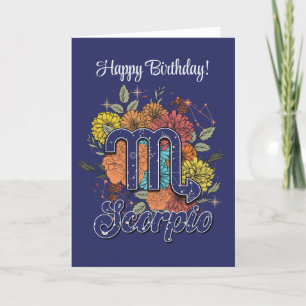 Erstellen Sie Ihre eigene Starry Floral Scorpio Zo Feiertagskarte