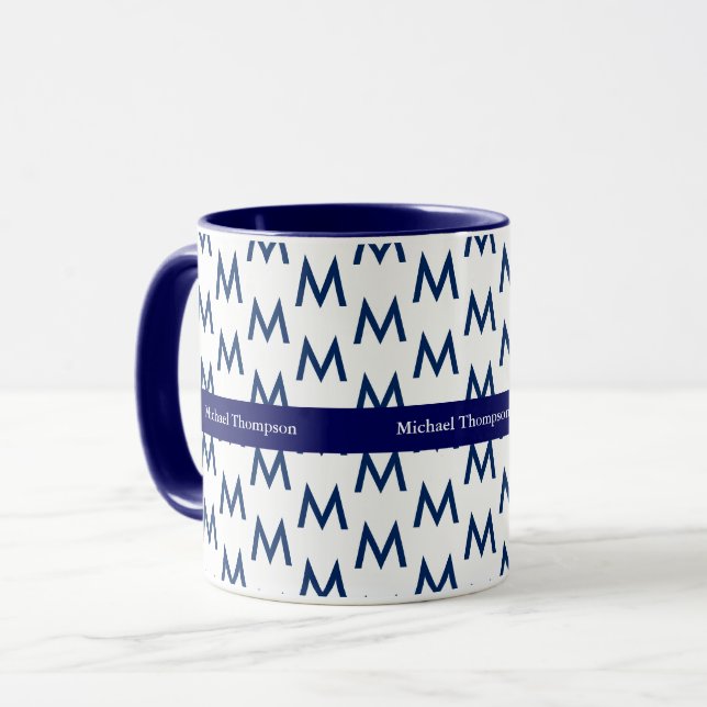 Erstellen Sie Ihre eigene Tasse Monogramm blau (Vorderseite Links)