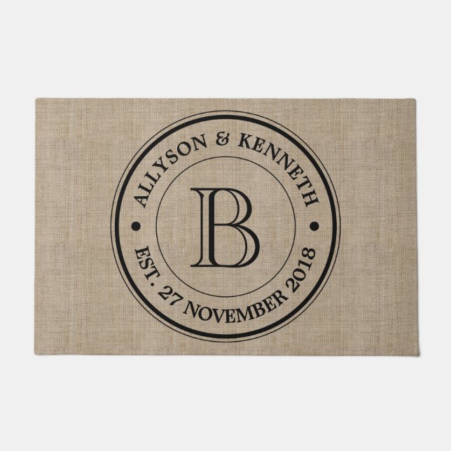 Erstellen Sie Ihre eigene trendy Burlap Retro Logo Fußmatte (Vorderseite)