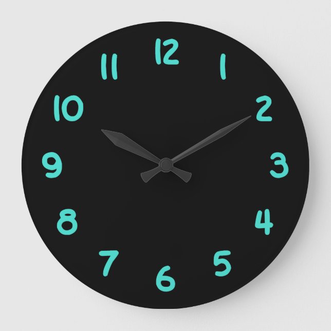 Erstellen Sie Ihre eigene Türkisnummer Große Wanduhr (Vorderseite)
