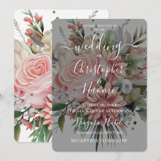 Erstellen Sie Ihre eigene Vintage rosa Blume Bouqu Einladung