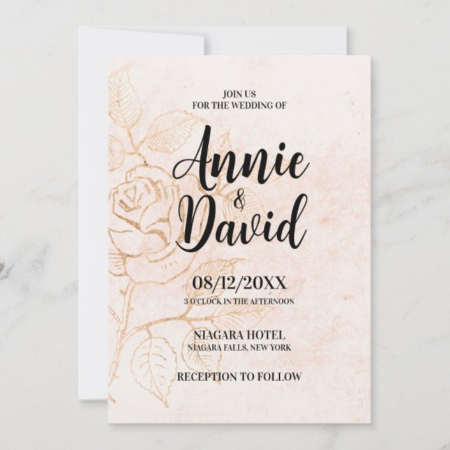 Erstellen Sie Ihre eigene Vintage Rose Hochzeit. Einladung (Vorderseite)