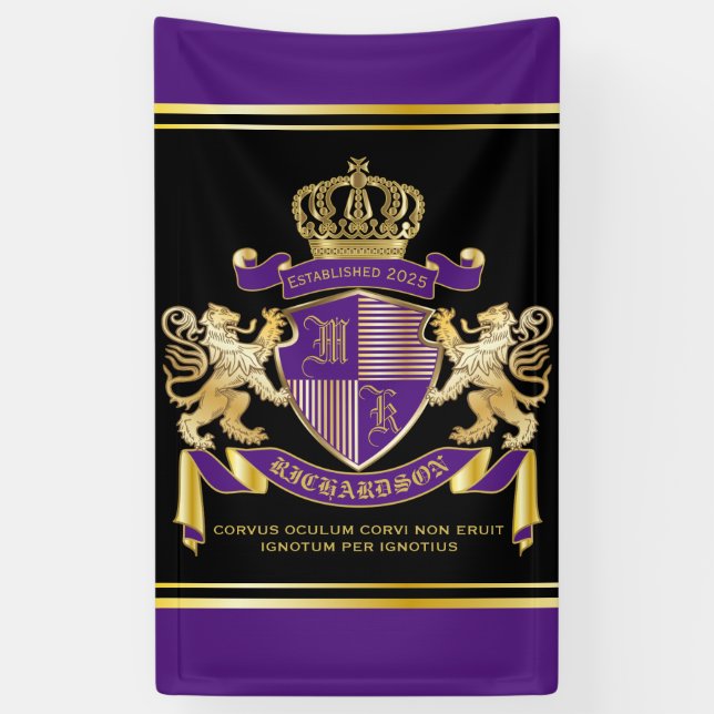 Erstellen Sie Ihre eigene Wappen-Lila Gold-Emblem Banner (Vertikal)