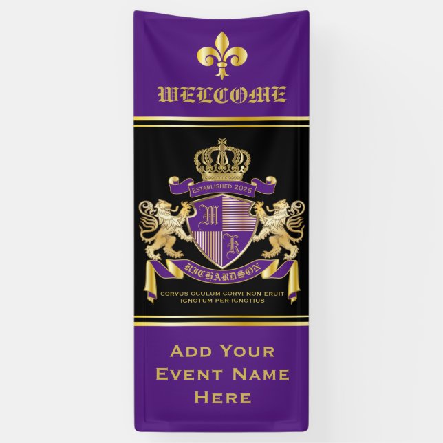 Erstellen Sie Ihre eigene Wappen-Lila Gold-Emblem Banner (Vertikal)
