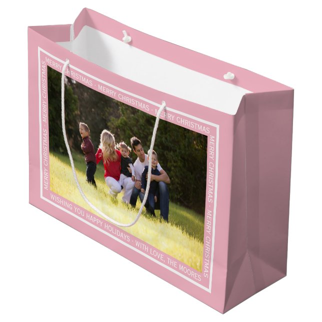 Erstellen Sie Ihre eigene Weihnachts-Rosa-Geschenk Große Geschenktüte (Vorderseite Schrägansicht)