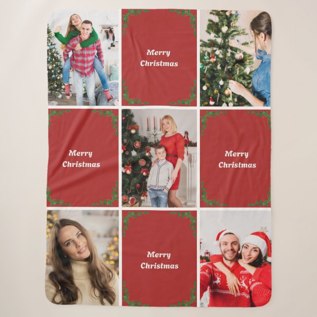 Erstellen Sie Ihre eigene Weihnachtsfotocollage Sherpadecke (Vorderseite)