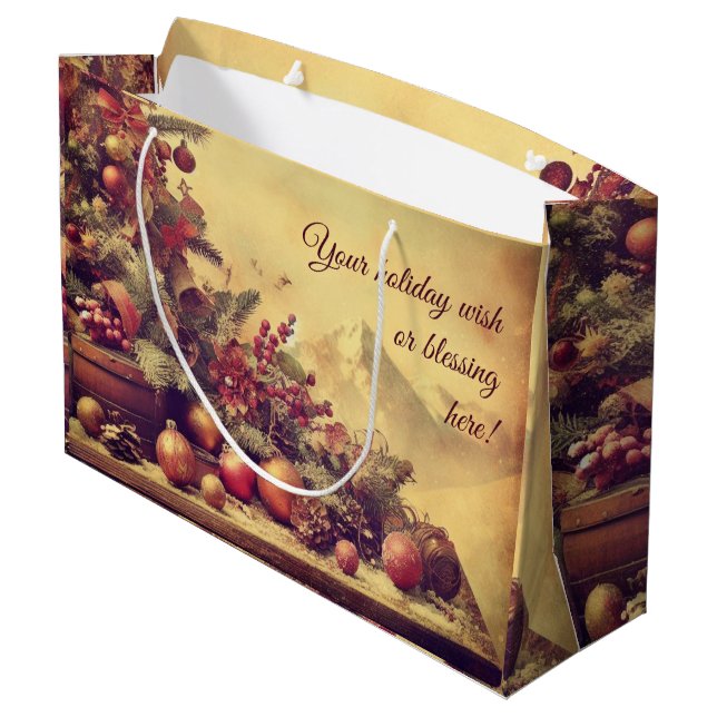 Erstellen Sie Ihre eigene Weihnachtszimmertasche Große Geschenktüte (Rückseite Schrägansicht)