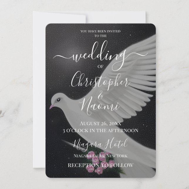 Erstellen Sie Ihre eigene White Wedding Dove mit B Einladung (Vorderseite)