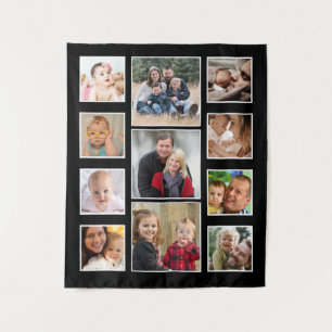 Erstellen Sie Ihre eigenen 11 FotoCollage Black Wandteppich