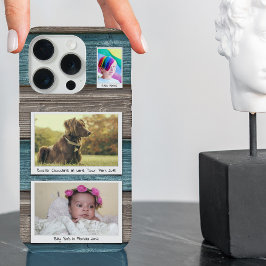 Erstellen Sie Ihre eigenen 3 Foto Collage Blue Gra iPhone 15 Pro Hülle