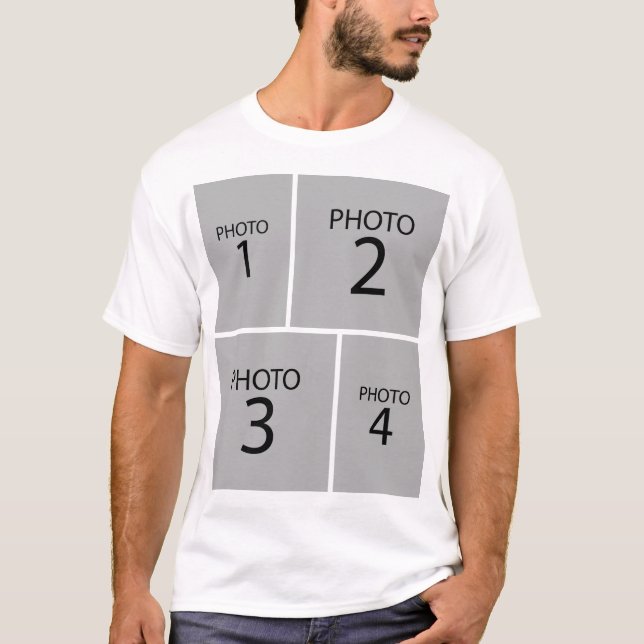Erstellen Sie Ihre eigenen 4 FOTO COLLAGE Twin Fro T-Shirt (Vorderseite)