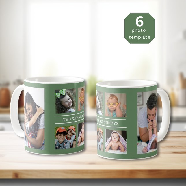 Erstellen Sie Ihre eigenen 6 Collage Familiennamen Kaffeetasse (Von Creator hochgeladen)