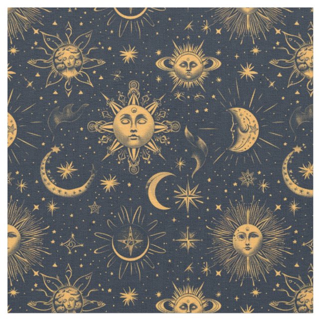 Erstellen Sie Ihre eigenen Blue Gold Celestis Moon Stoff (Nahaufnahme)