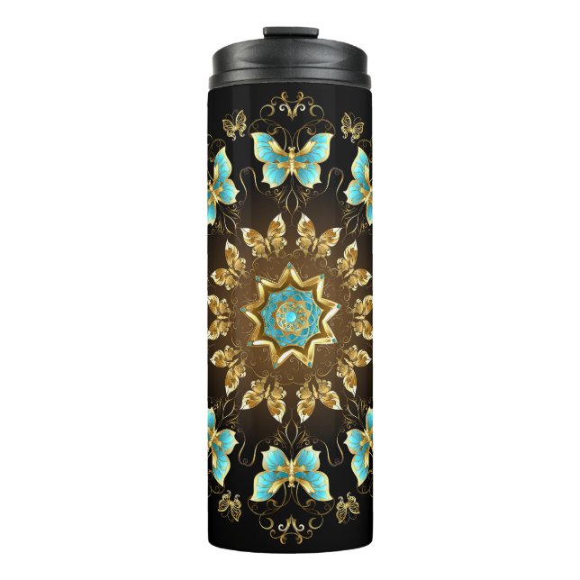 Erstellen Sie Ihre eigenen Blue & Gold Schmetterli Thermosbecher (Vorderseite)