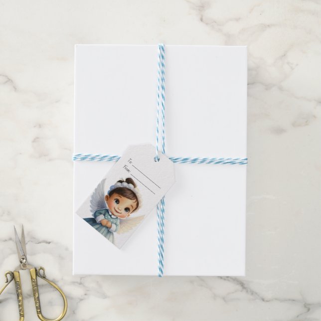 Erstellen Sie Ihre eigenen Brünetten Schnee Angel  Geschenkanhänger (Mit Garn)