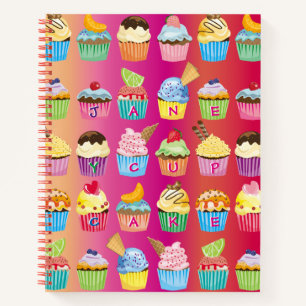 Erstellen Sie Ihre eigenen Cupcake Monogram Köstli Notizbuch