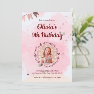 Erstellen Sie Ihre eigenen Custom Foto Girls Pink  Einladung
