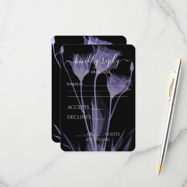 Erstellen Sie Ihre eigenen - Drei X-Ray-Blume RSVP Karte (Vorderseite/Rückseite Beispiel)