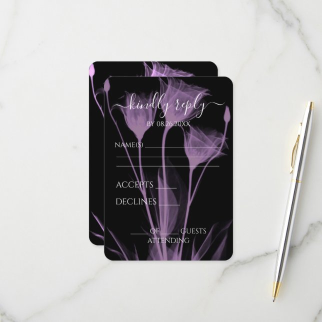 Erstellen Sie Ihre eigenen - Drei X-Ray-Blume RSVP Karte (Vorderseite/Rückseite Beispiel)