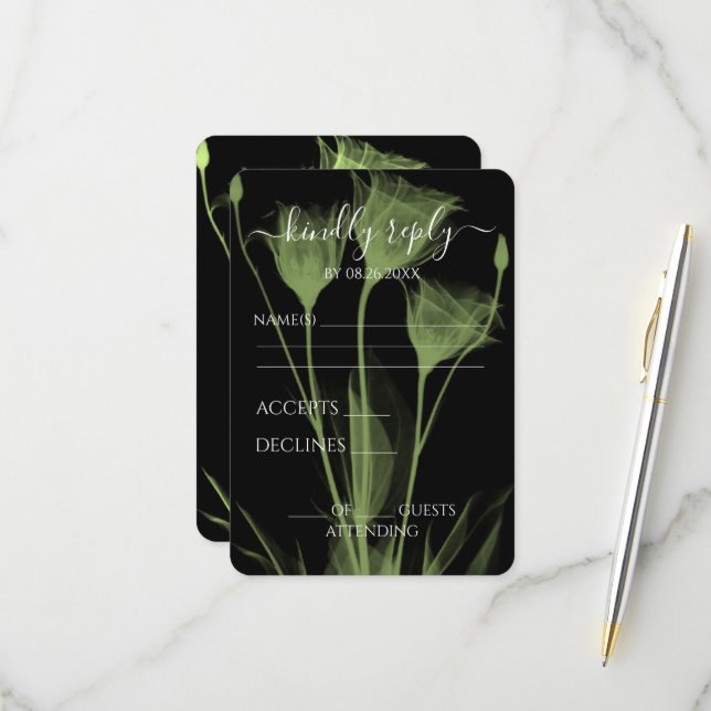 Erstellen Sie Ihre eigenen - Drei X-Ray-Blume RSVP Karte (Vorderseite/Rückseite Beispiel)