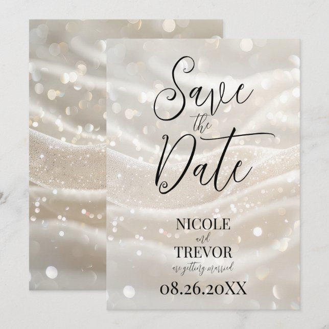 Erstellen Sie Ihre eigenen eigenen, eigenen Elfenb Save The Date (Vorne/Hinten)