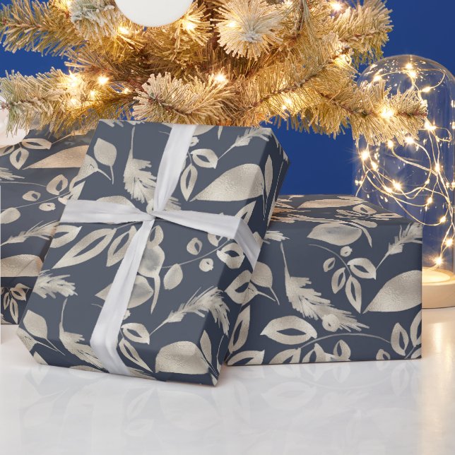 Erstellen Sie Ihre eigenen eleganten Blue & Gold F Geschenkpapier (Feiertage)