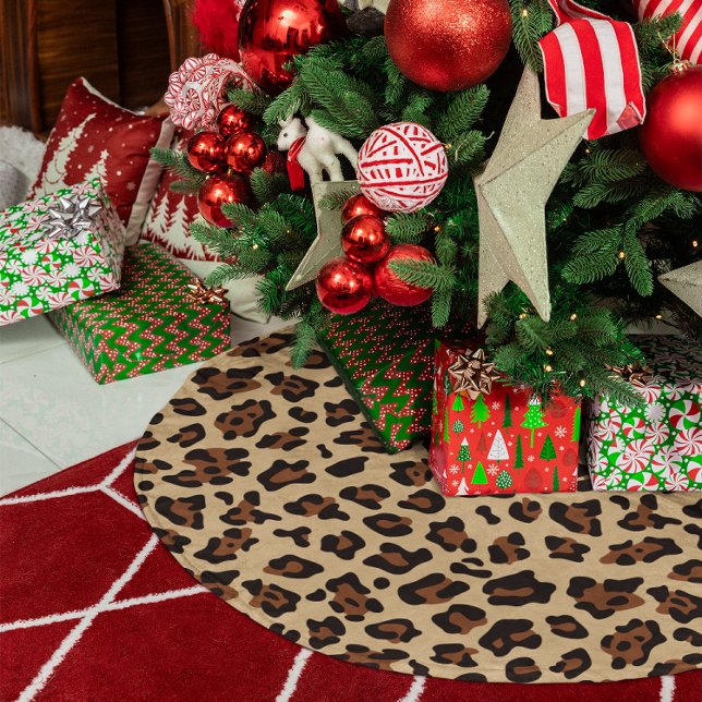 Erstellen Sie Ihre eigenen Farben Leopard Spot Polyester Weihnachtsbaumdecke (Create Your Own Colors Leopard Spot Brushed Polyester Tree Skirt)