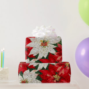 Erstellen Sie Ihre eigenen Glitzer-Poinsettia-Blum Geschenkpapier