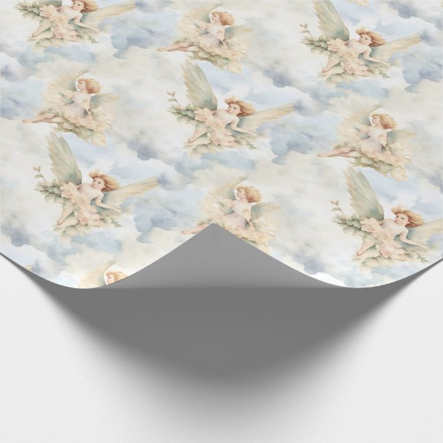 Erstellen Sie Ihre eigenen grünen Engel & Rosen Geschenkpapier (Ecke)