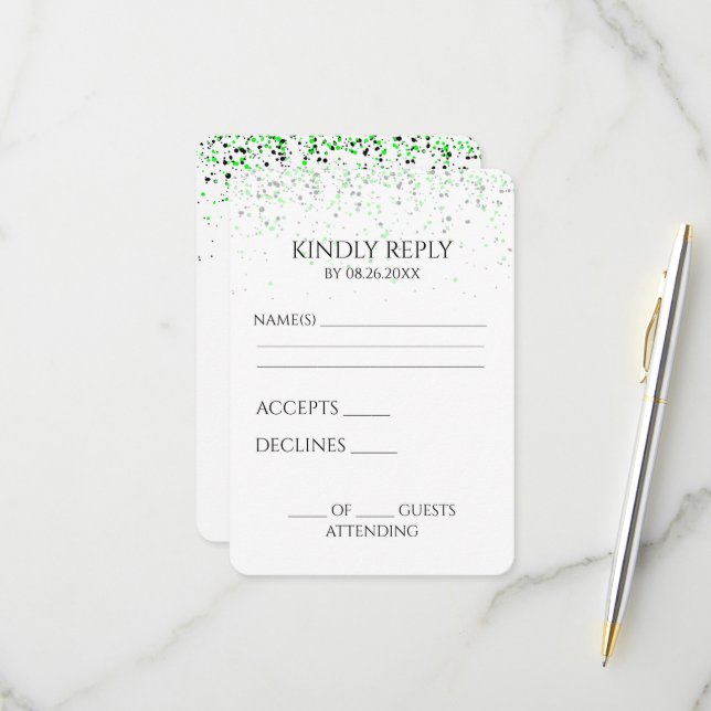 Erstellen Sie Ihre eigenen grünen Fingerketten RSVP Karte (Vorderseite/Rückseite Beispiel)