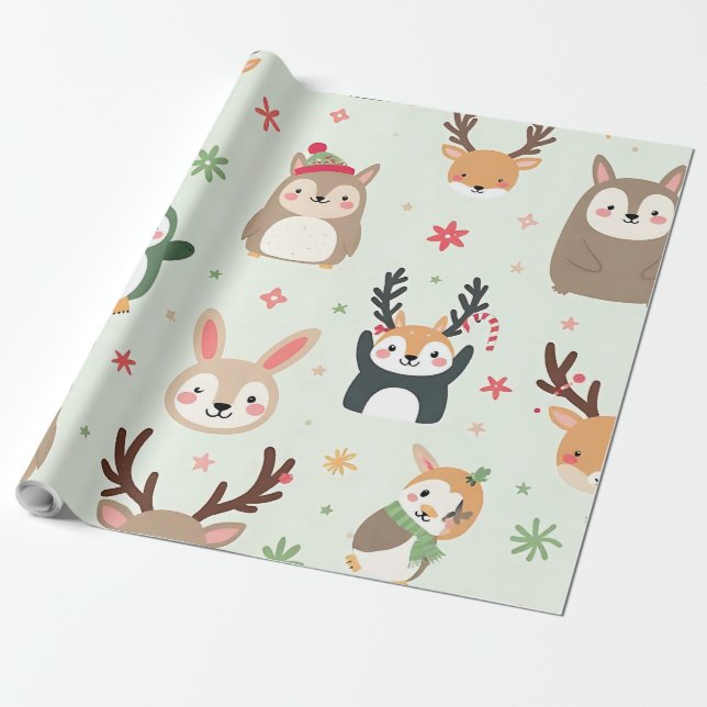Erstellen Sie Ihre eigenen grünen Kawaii-Freunde T Geschenkpapier (Ungerollt)