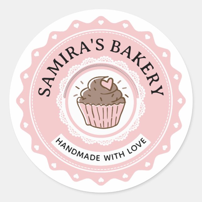Erstellen Sie Ihre eigenen Handmade mit Liebe Bake Runder Aufkleber (Vorderseite)