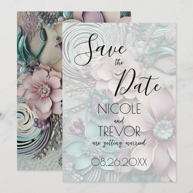 Erstellen Sie Ihre eigenen - Hübsche Papierdateien Save The Date (Vorne/Hinten)