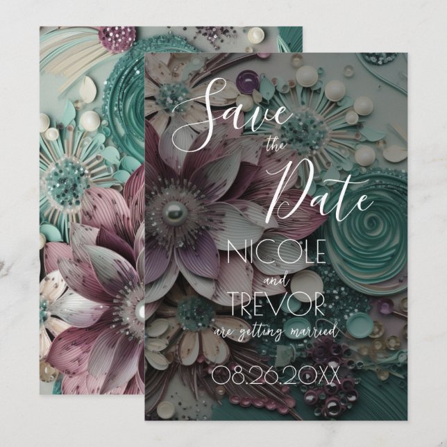 Erstellen Sie Ihre eigenen - Hübsche Shabby Chic P Save The Date (Vorne/Hinten)