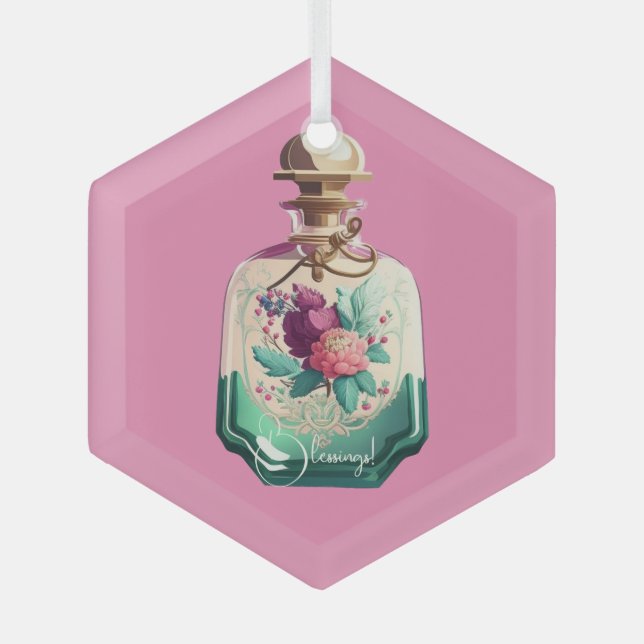 Erstellen Sie Ihre eigenen Hübschen Peonies Parfüm Ornament Aus Glas (Vorderseite)